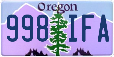 OR license plate 998IFA
