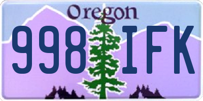 OR license plate 998IFK