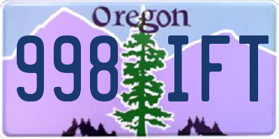 OR license plate 998IFT