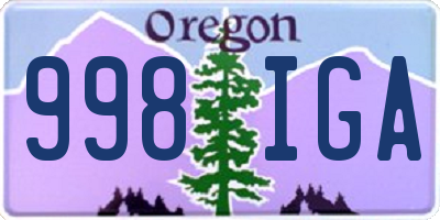 OR license plate 998IGA