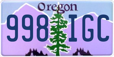 OR license plate 998IGC