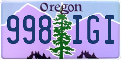 OR license plate 998IGI
