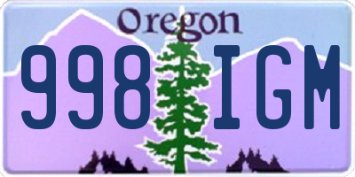 OR license plate 998IGM