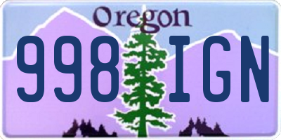 OR license plate 998IGN