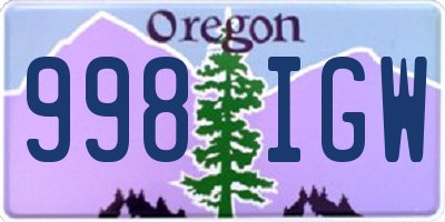OR license plate 998IGW