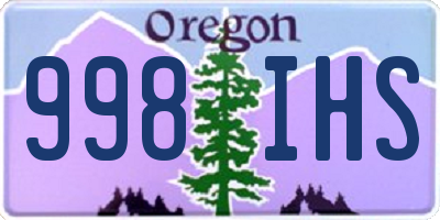 OR license plate 998IHS