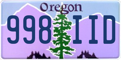 OR license plate 998IID