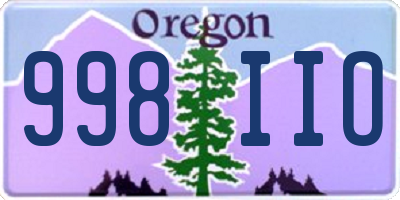 OR license plate 998IIO