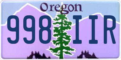OR license plate 998IIR