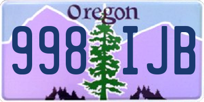 OR license plate 998IJB