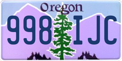 OR license plate 998IJC