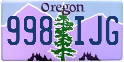 OR license plate 998IJG