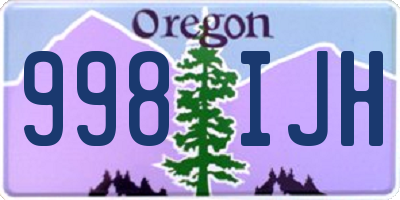 OR license plate 998IJH