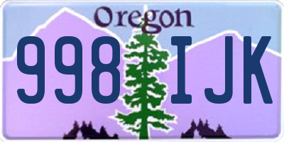 OR license plate 998IJK