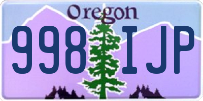 OR license plate 998IJP