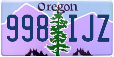 OR license plate 998IJZ