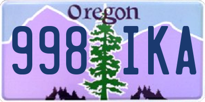 OR license plate 998IKA