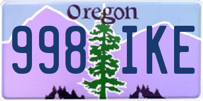 OR license plate 998IKE