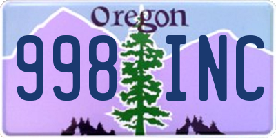 OR license plate 998INC