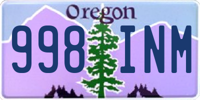 OR license plate 998INM