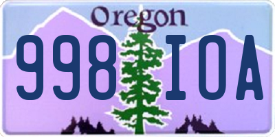 OR license plate 998IOA