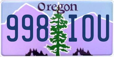 OR license plate 998IOU