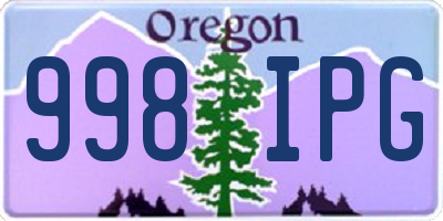 OR license plate 998IPG