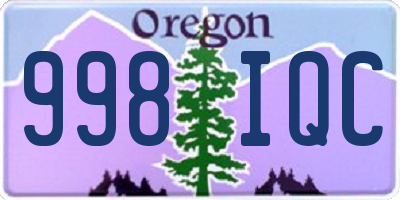 OR license plate 998IQC