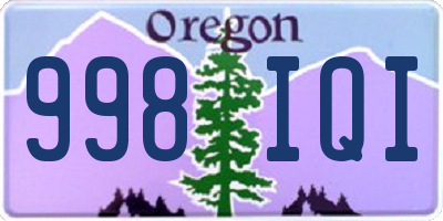 OR license plate 998IQI