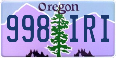 OR license plate 998IRI