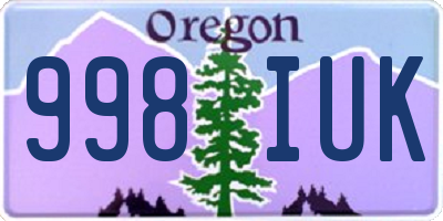 OR license plate 998IUK