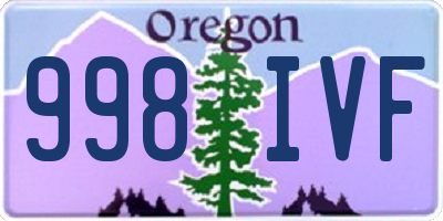 OR license plate 998IVF