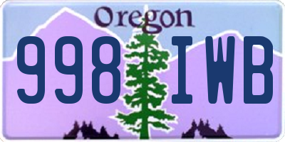 OR license plate 998IWB