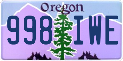 OR license plate 998IWE