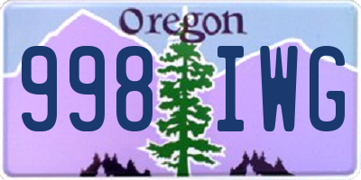 OR license plate 998IWG