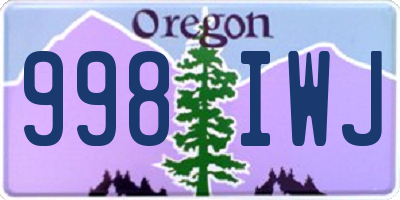 OR license plate 998IWJ