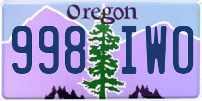 OR license plate 998IWO
