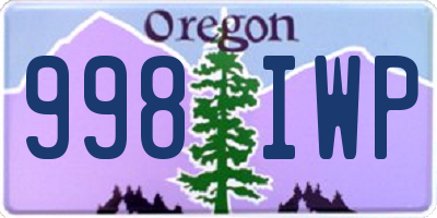 OR license plate 998IWP