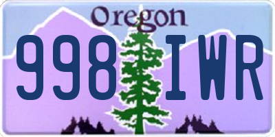 OR license plate 998IWR