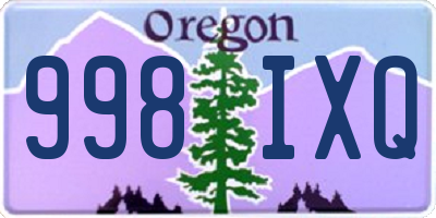 OR license plate 998IXQ