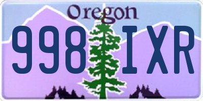 OR license plate 998IXR