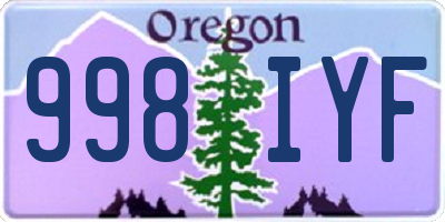 OR license plate 998IYF