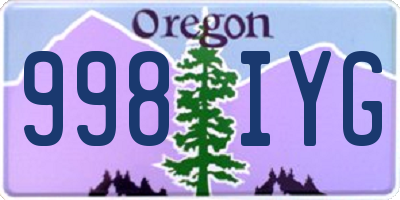 OR license plate 998IYG