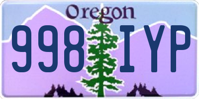 OR license plate 998IYP