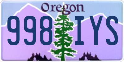 OR license plate 998IYS