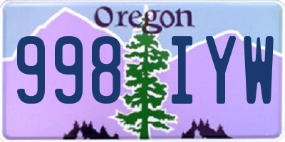 OR license plate 998IYW