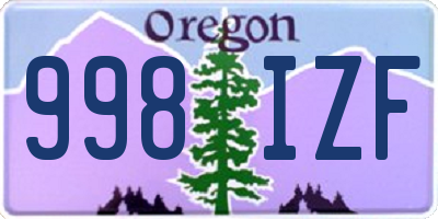 OR license plate 998IZF