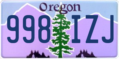 OR license plate 998IZJ