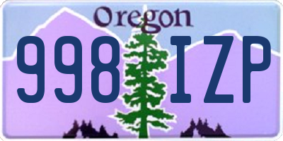 OR license plate 998IZP