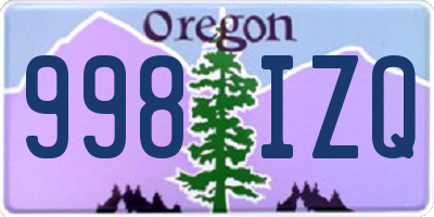 OR license plate 998IZQ
